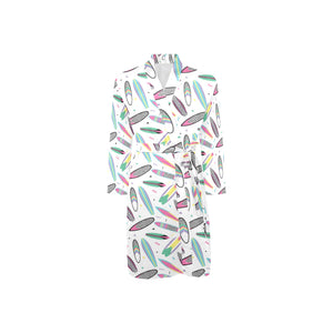 Surfboard Pattern Print Design 04 Men's Long Sleeve Belted Night Robe