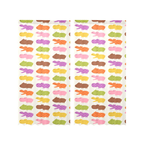 Hippopotamus Pattern Print Design 01 Gauze Curtain