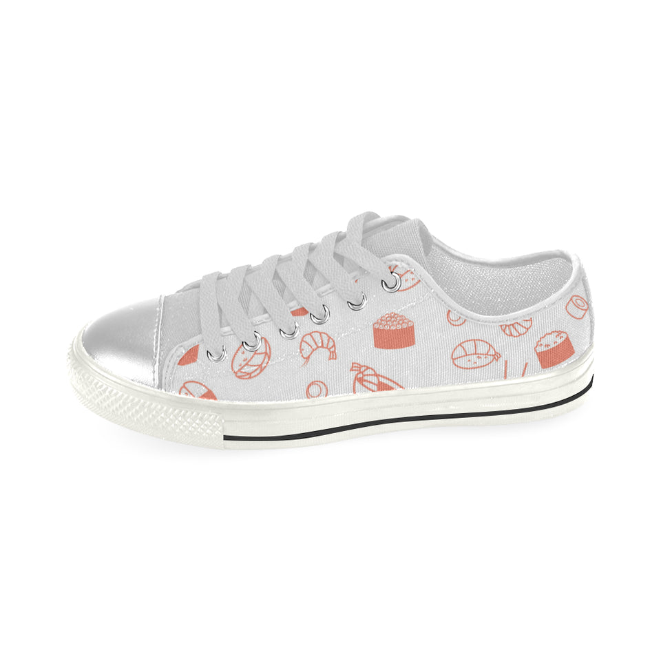 Sushi pattern Women's Low Top Canvas Shoes White