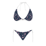 Pink sakura cherry blossom blue background Sexy Bikinis Two-Piece Swimsuits