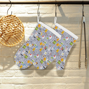 Math Pattern Print Design 04 Heat Resistant Oven Mitts
