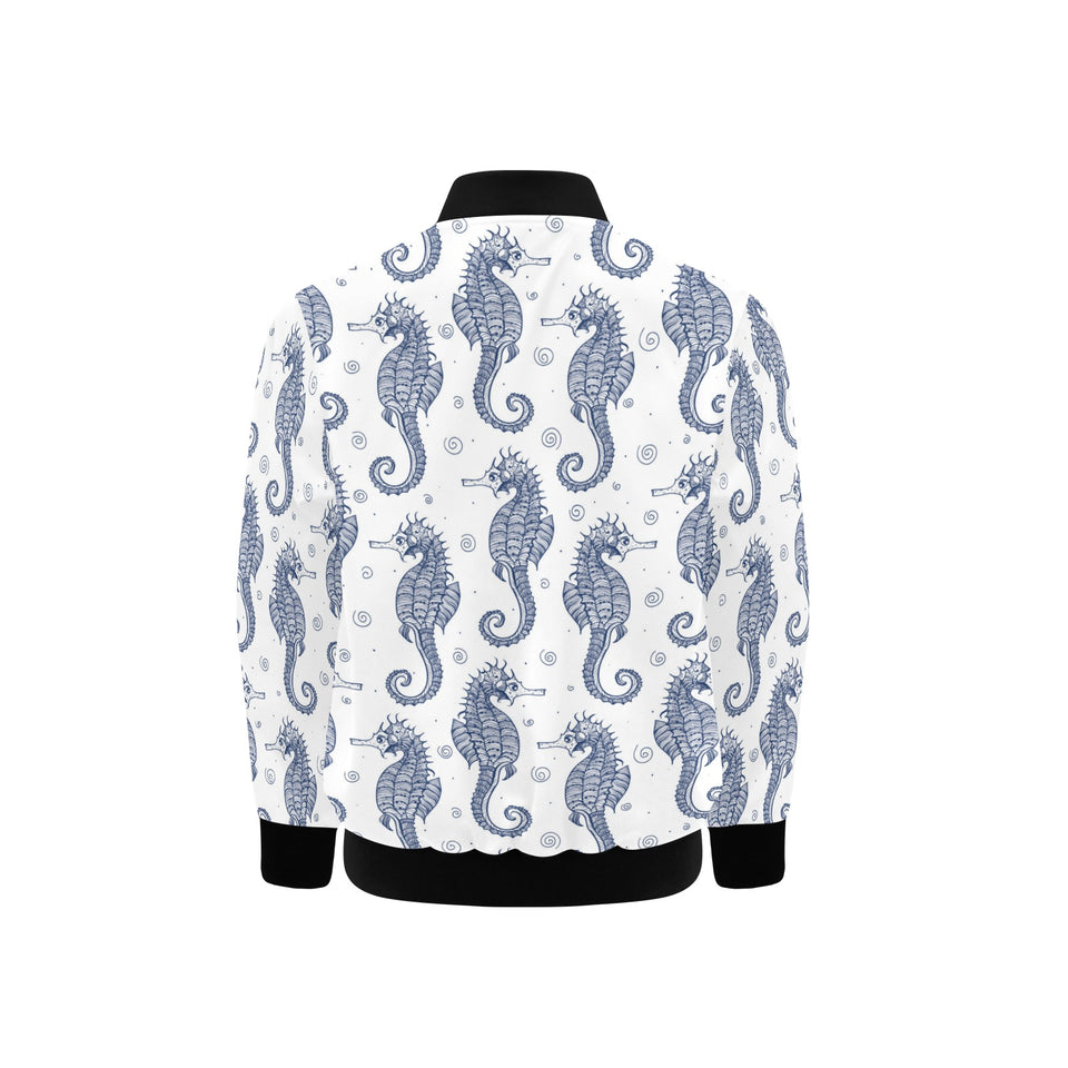 Seahorse pattern background Kids' Boys' Girls' Bomber Jacket