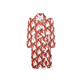 Fire flame symbol design pattern Men's Long Sleeve Belted Night Robe