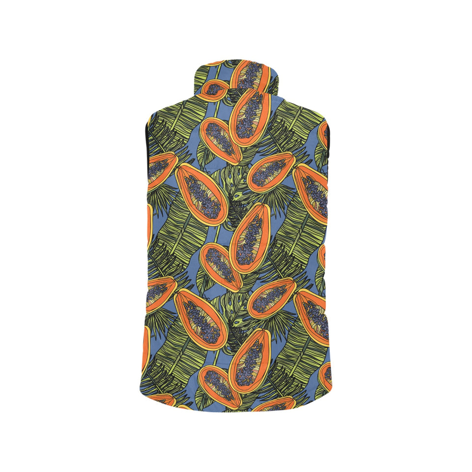 Colorful papaya tropical leaves Women's Padded Vest