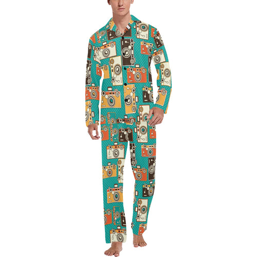 Camera Pattern Print Design 03 Men's Long Pajama Set