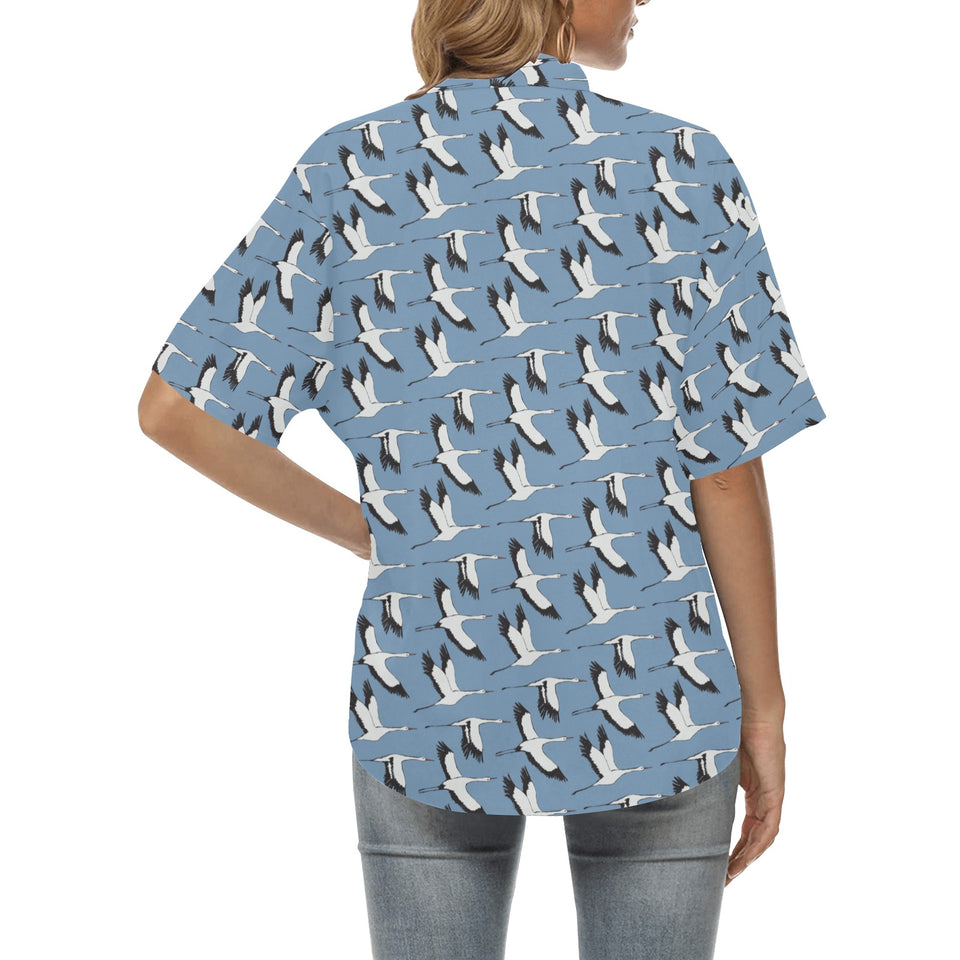 Seagull Pattern Print Design 04 Women's All Over Print Hawaiian Shirt