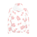 Pink sakura cherry blossom pattern Men's Padded Hooded Jacket