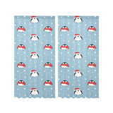 Cute penguin christmas snow pattern Gauze Curtain