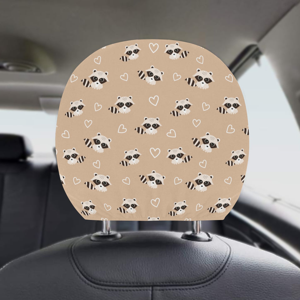 Cute raccoon heart pattern Car Headrest Cover