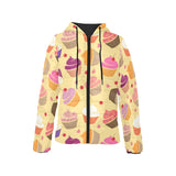 cake cupcake heart cherry pattern Women's Padded Hooded Jacket