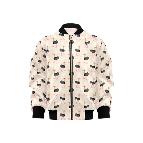 Ostrich Pattern Print Design 05 Kids' Boys' Girls' Bomber Jacket