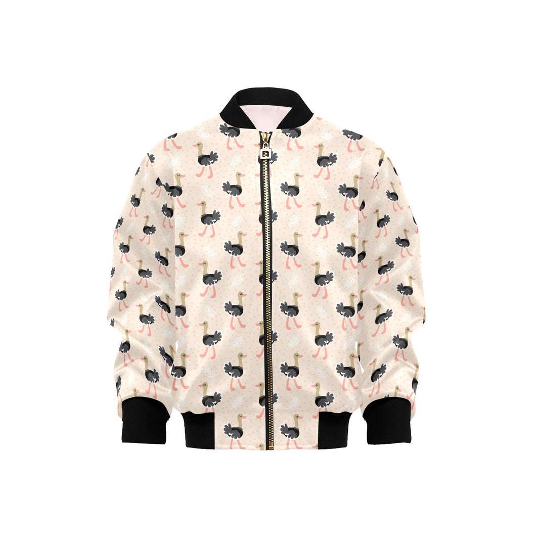 Ostrich Pattern Print Design 05 Kids' Boys' Girls' Bomber Jacket