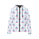 Sailboat anchor pattern Women's Padded Hooded Jacket