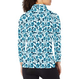 Hibiscus Pattern Print Design 04 Women's Long Sleeve Polo Shirt