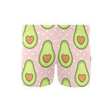 Avocado heart pink background Men's Swimming Trunks