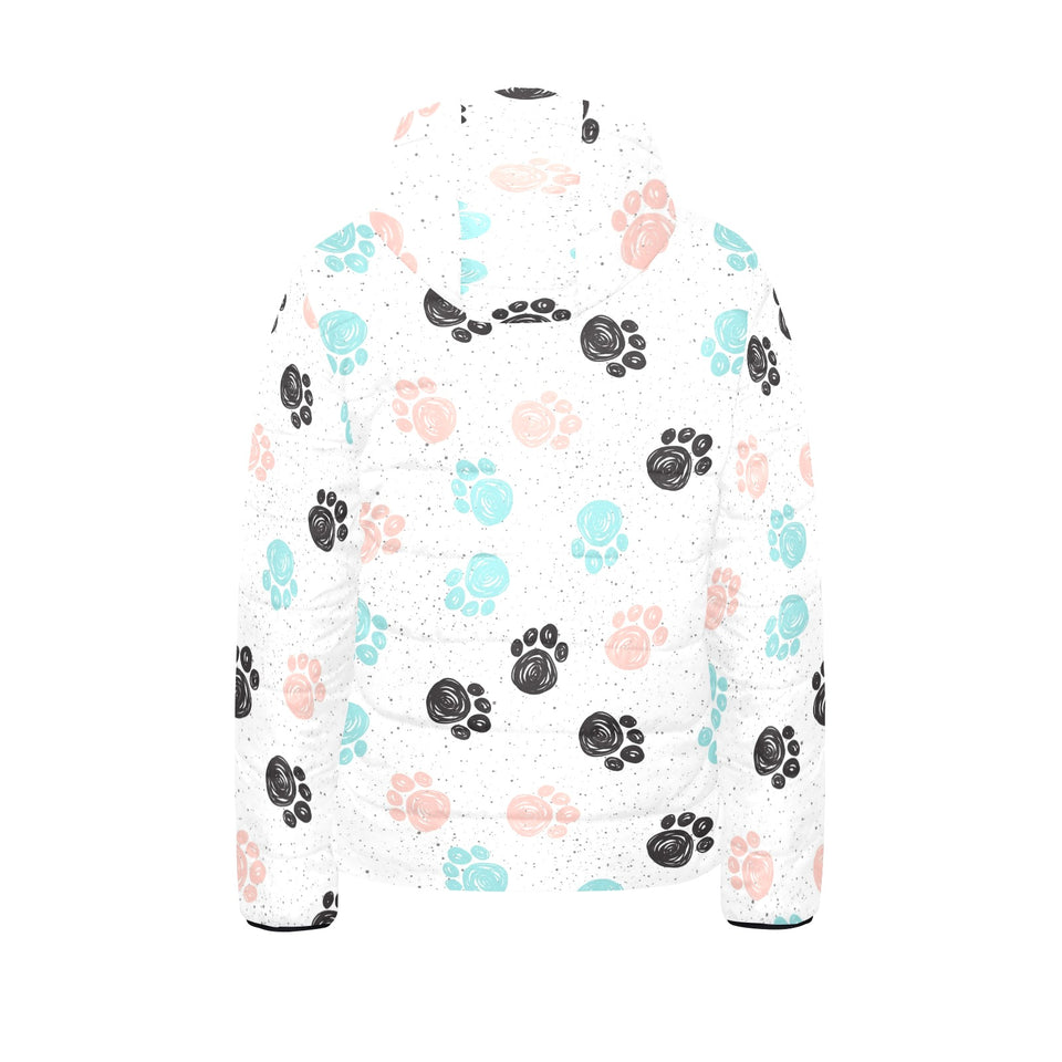 Dog Paws Pattern Print Design 04 Kids' Boys' Girls' Padded Hooded Jacket