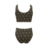 Casino Cards Suits Pattern Print Design 01 Chest Bowknot High Waisted Bikini Swimsuit