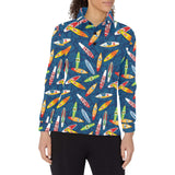 Surfboard Pattern Print Design 01 Women's Long Sleeve Polo Shirt