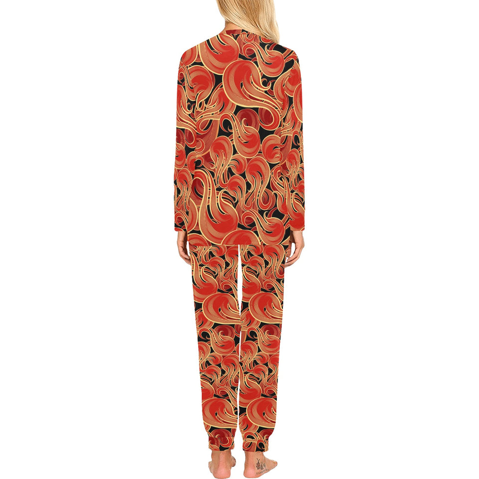 Fire flame pattern Women's All Over Print Pajama Set