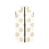 Gold Ornamental lotue waterlily symbol pattern Women's Padded Vest
