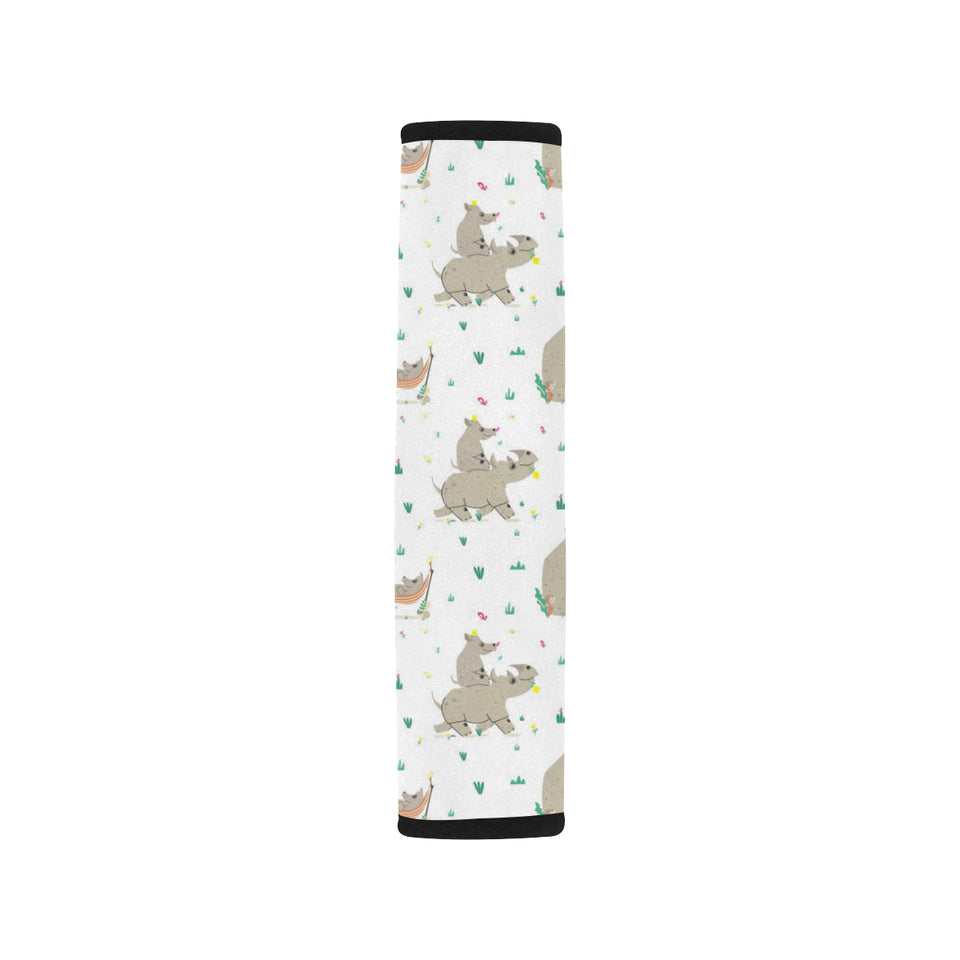Cute Rhino pattern background Car Seat Belt Cover