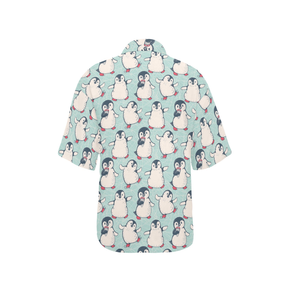 Cute Penguin pattern Women's All Over Print Hawaiian Shirt