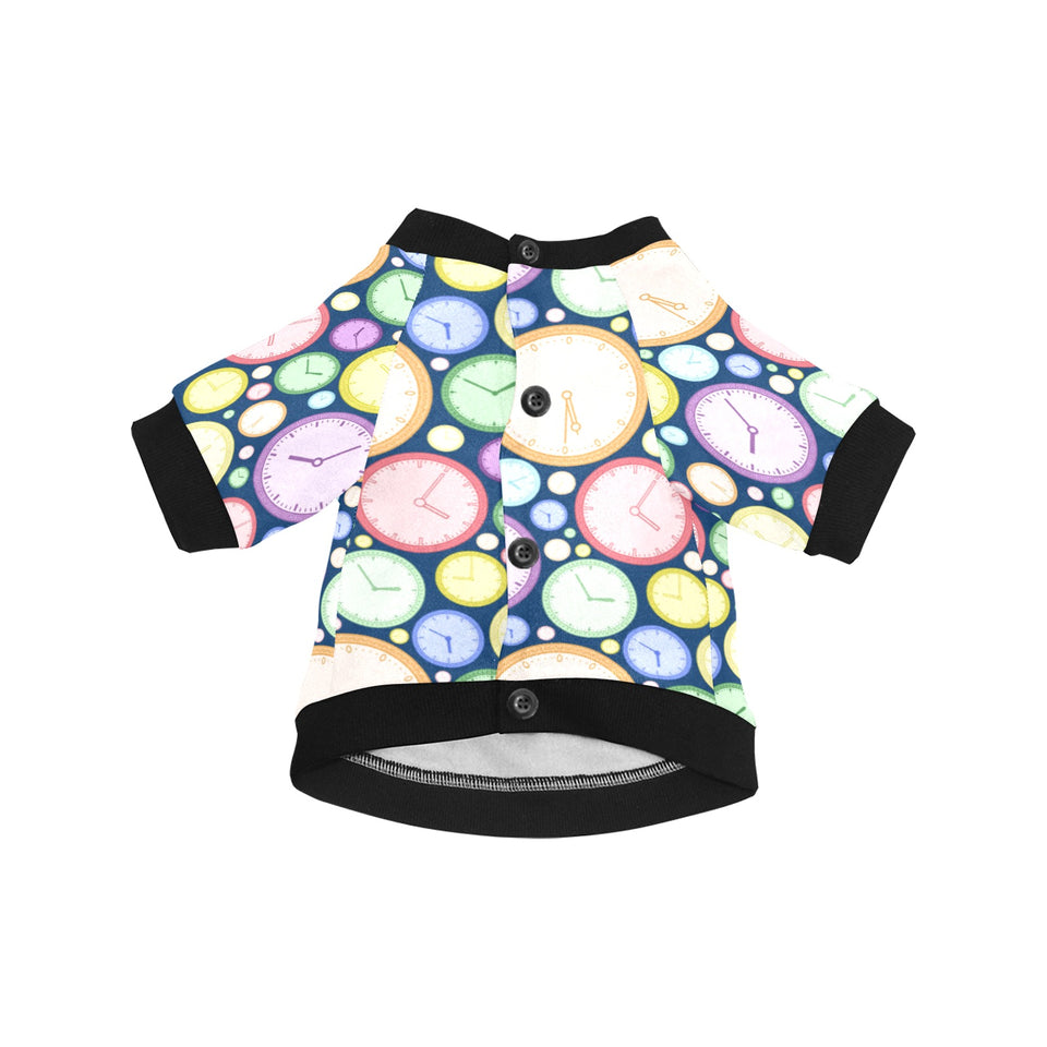 Colorful clock background All Over Print Pet Dog Round Neck Fuzzy Shirt