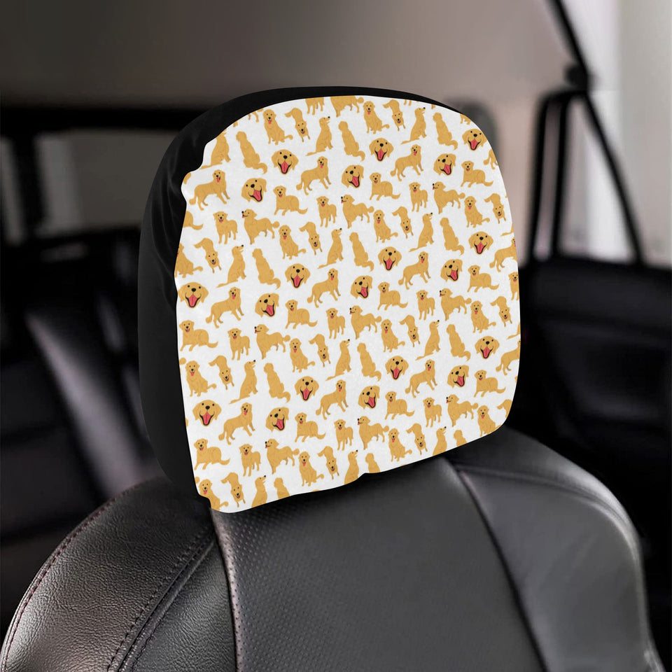 Golden Retriever Pattern Print Design 05 Car Headrest Cover