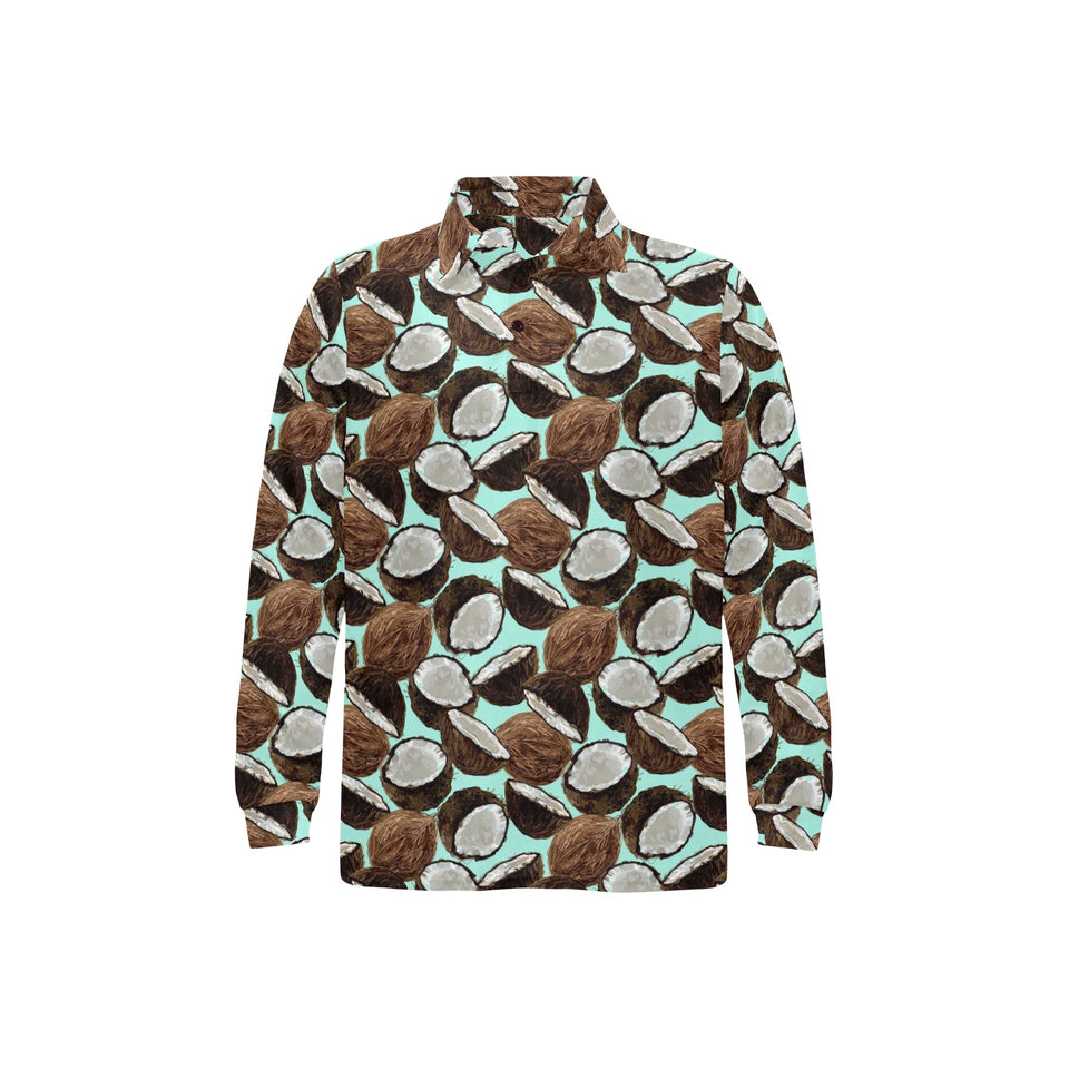 Coconut Pattern Print Design 03 Men's Long Sleeve Polo Shirt