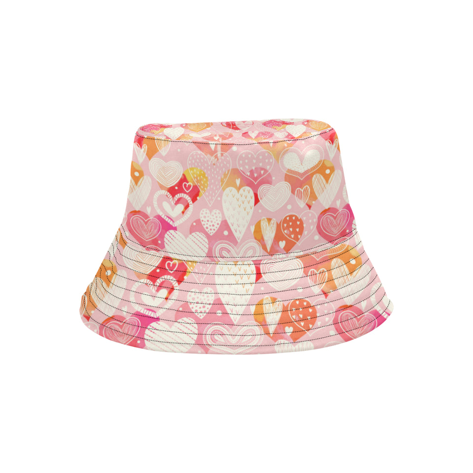 Hand drawn heart design pattern Unisex Bucket Hat