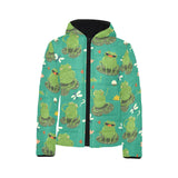 Cute frog dragonfly design pattern Kids' Boys' Girls' Padded Hooded Jacket