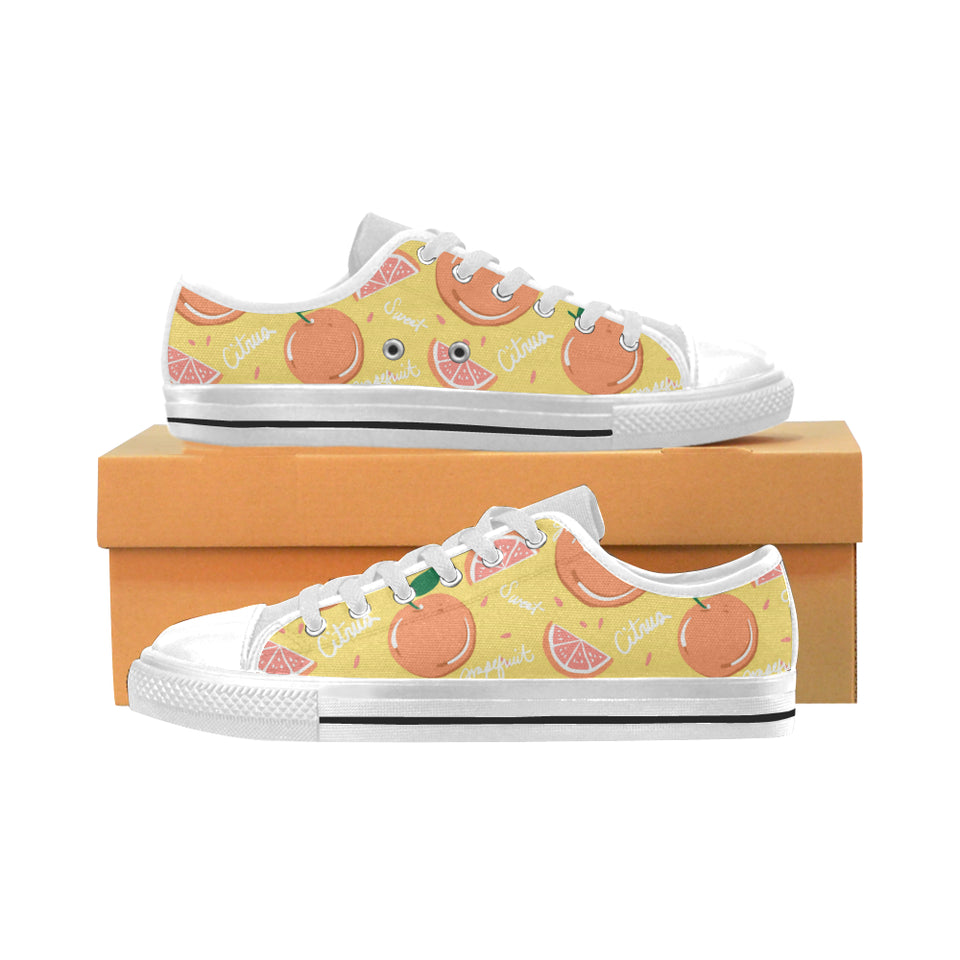 Grapefruit yellow background Men's Low Top Shoes White