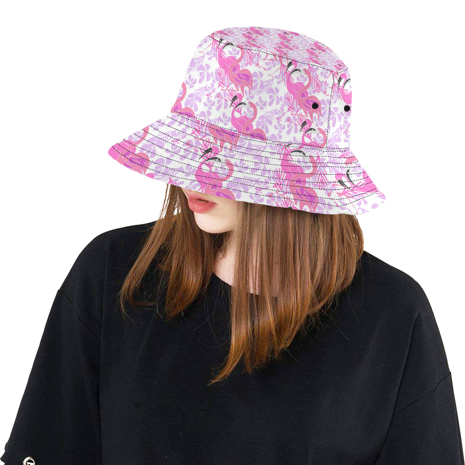 Pink flamingo flower pattern Unisex Bucket Hat