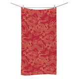 Gold dragons red background Bath Towel