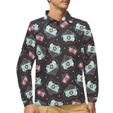 Camera Pattern Print Design 04 Men's Long Sleeve Polo Shirt