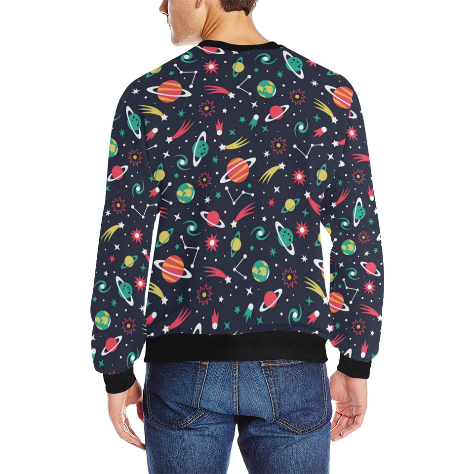 colorful space pattern planet star Men's Crew Neck Sweatshirt