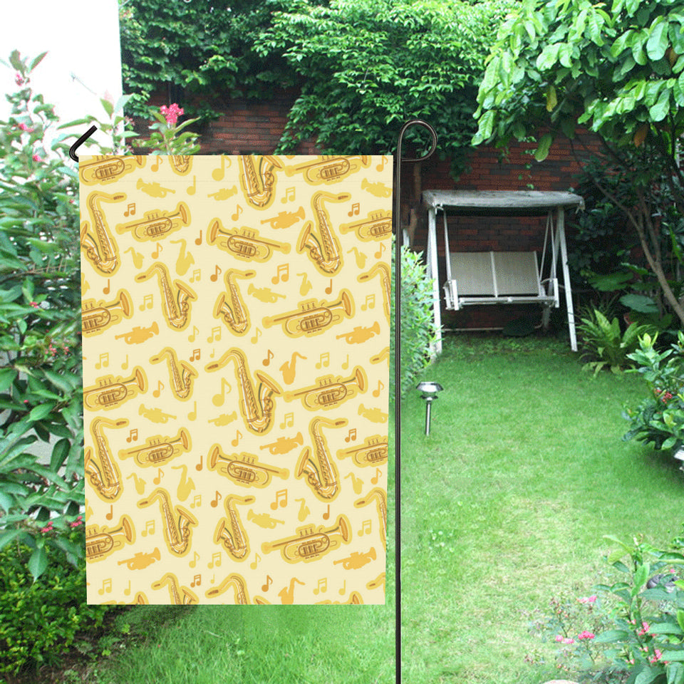 Saxophone cornet pattern yellow background House Flag Garden Flag