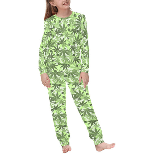 Canabis Marijuana Weed Pattern Print Design 01 Kids' Boys' Girls' All Over Print Pajama Set