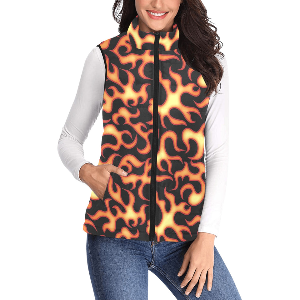 Fire flame dark pattern Women's Padded Vest