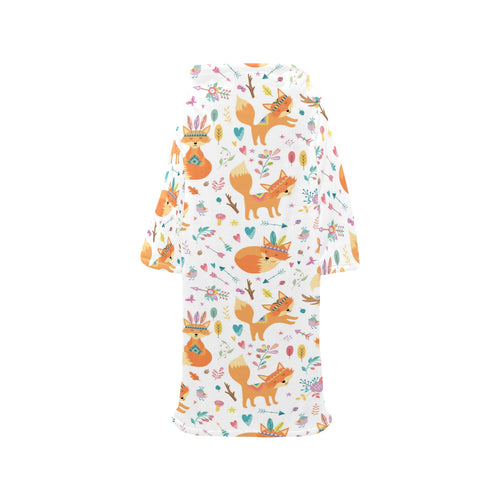 cute tribal fox pattern Blanket Robe with Sleeves