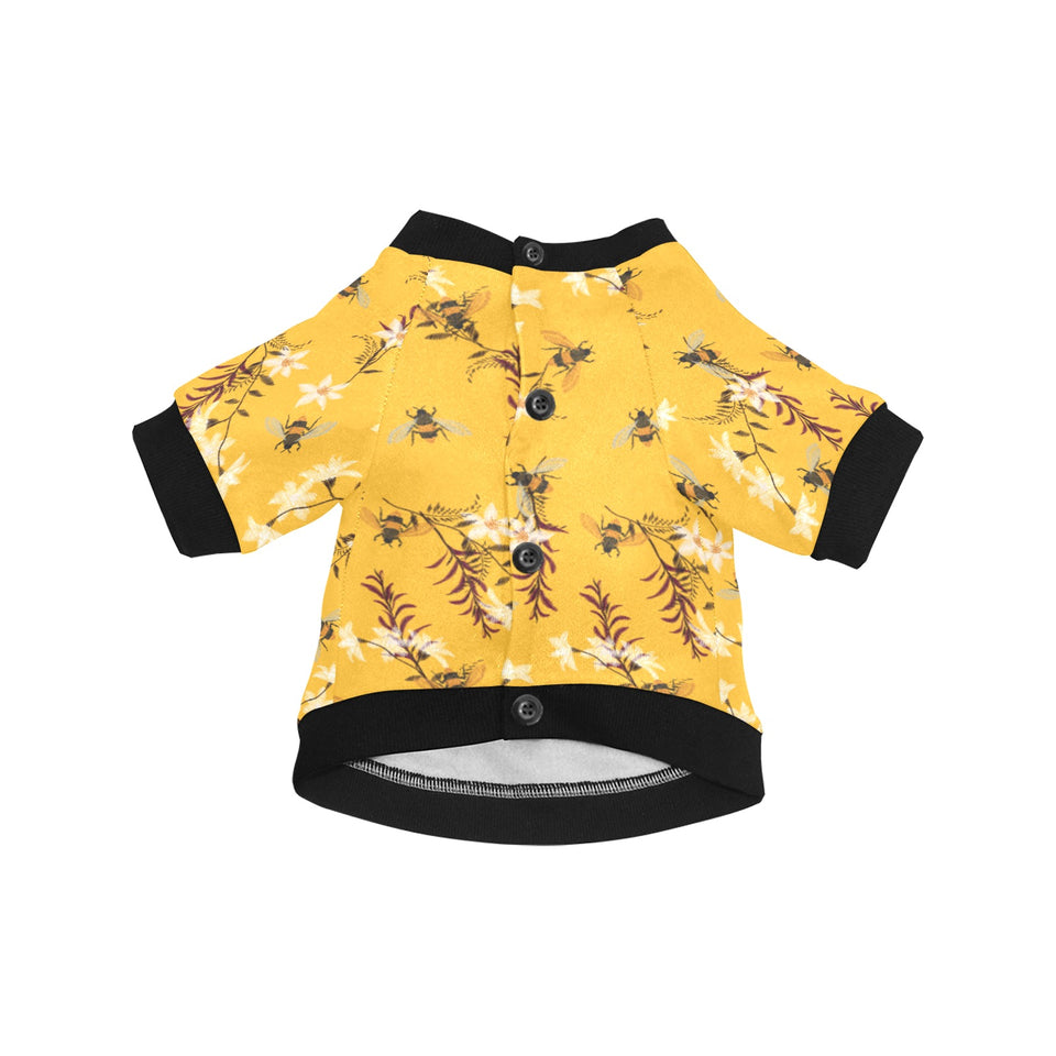 Bee flower pattern All Over Print Pet Dog Round Neck Fuzzy Shirt