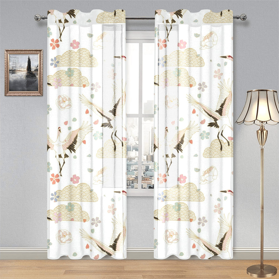 Beautiful Japanese cranes pattern Gauze Curtain