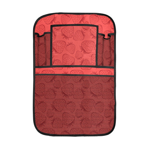 strawberry pattern red background Car Seat Back Organizer