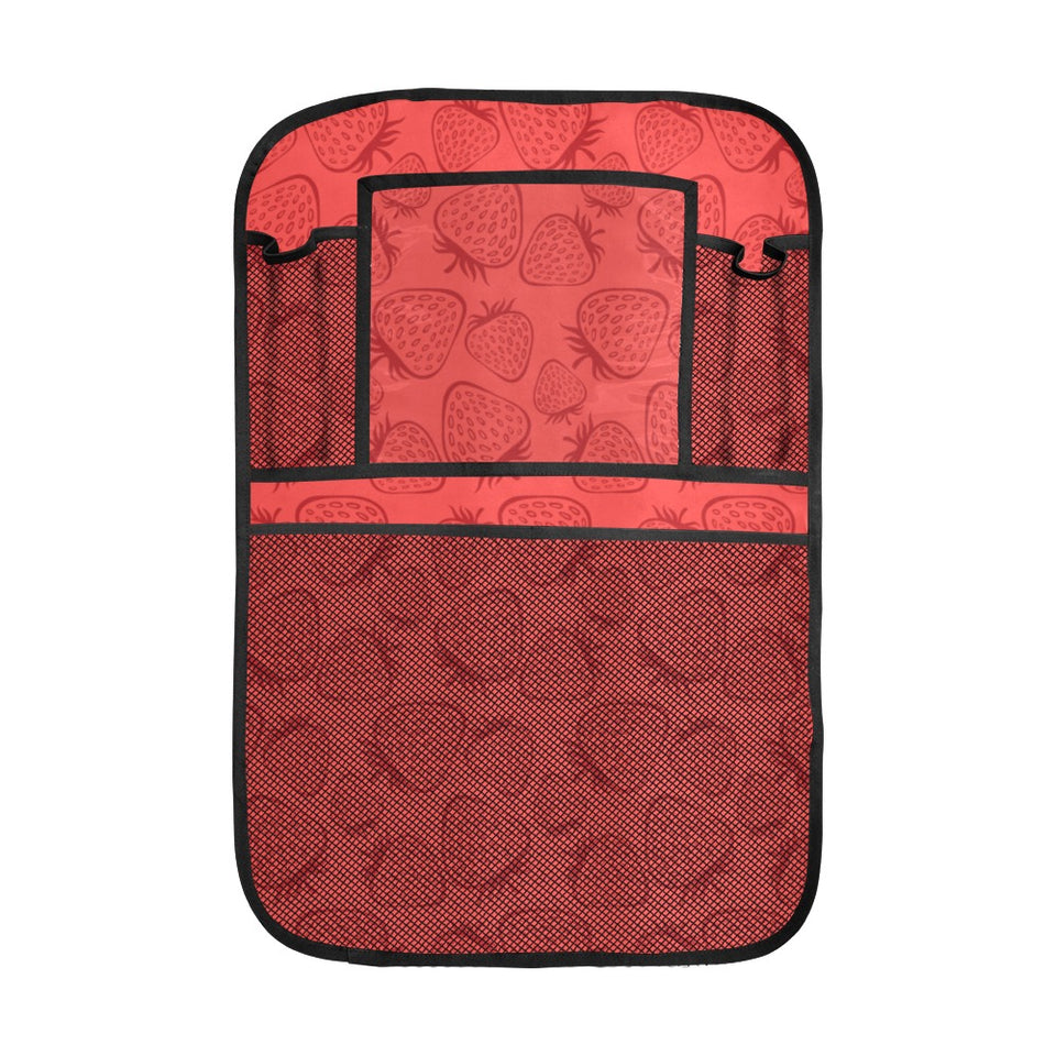strawberry pattern red background Car Seat Back Organizer