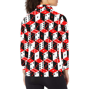 Dice Pattern Print Design 02 Women's Long Sleeve Polo Shirt