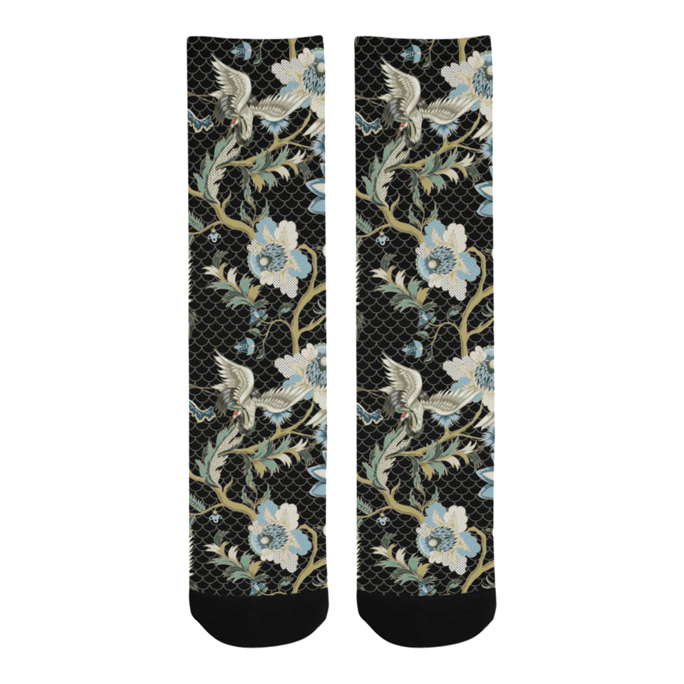 Japanese crane ornament elements Crew Socks