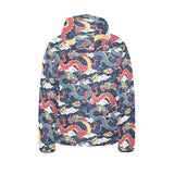 Blue red dragon cloud pattern Kids' Boys' Girls' Padded Hooded Jacket