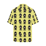 Cute ninja yellow background Men's All Over Print Hawaiian Shirt