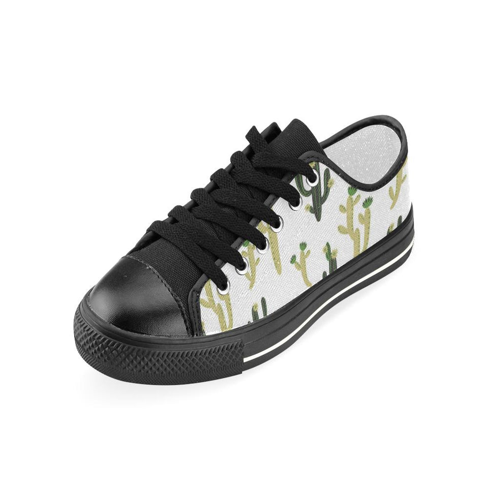 Cute cactus pattern Kids' Boys' Girls' Low Top Canvas Shoes Black