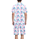 Hummingbird Pattern Print Design 02 Men's V-Neck Short Pajama Set